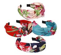 Beaupretty 4pcs Bohemian Knot Headband Creative Cloth Hairbands for Women for Daily Wear Photo Props and Stylish Accessories Navy Blue Bright Blue Light Pink