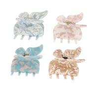 Beaupretty 4pcs Butterflies Hair Claw Clips Non-slip French Hair Clamps for Women with Elegant Blue and Floral Patterns Styling Tool for Parties and Daily Wear