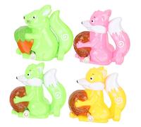 Beaupretty 4Pcs Cartoon Animal Windup Fun Foxes Squirrels Clockwork Playthings for Engaging for Coordination and Imagination Development