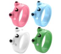 Beaupretty 4pcs Cartoon Frog Rings Kawaii Resin Decorative Finger Rings for Women Green Blue Pink White Cute Animal Jewelry for Little Fingers for Gifts and Everyday Wear