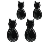 Beaupretty 4Pcs Cat Tail Hooks Self-Adhesive Wall Hangers Plastic Clothes Hanging Hook Black Novelty Minimalist Modern Style Smooth Surface Additional Storage Space Wardrobe Door Stick