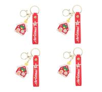 Beaupretty 4pcs Christmas House Keyring Cute Cartoon Xmas Keychains Wristlet Keyrings for Women Car Key Purse Decoration Christmas Party Favor