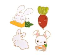 Beaupretty 4PCS Creative Cute Rabbit Carrot Brooch Set Enamel Pin for Women and Girls Whimsical Clothing Decor for Jackets and Bags Random Style