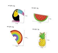 Beaupretty 4PCS Creative Rainbow Pineapple Bird Brooches Cartoon Enamel Breastpins for Ladies Accessories for Sweaters Dresses and Bags