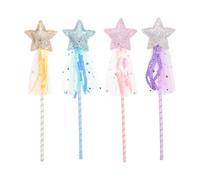 Beaupretty 4Pcs Decorative Star Prop Fairy Wand for Unique Five Point Star Design Fairy Stick for Role Play and Party Favors