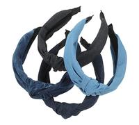 Beaupretty 4pcs Denim Knot Headbands for Women Fashionable Hair Accessories Styling Tool in Black Blue-gradient and Blue All Occasions and Outfits