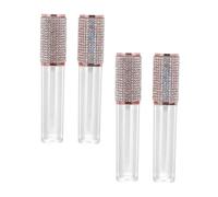 Beaupretty 4pcs Diamond Lip Gloss Tube Empty Refillable Lip Glazes Tube for DIY Gloss Bottles Rhinestone Patch