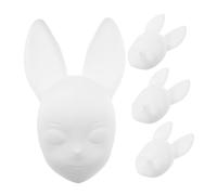 Beaupretty 4pcs DIY Blank Rabbit Face Masks for Masquerade and Halloween Unfinished Holeless Cosplay Costume Masks Lightweight for Painting and Crafting