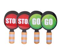 Beaupretty 4pcs Double-sided Handheld Stop Sign for Red Green Traffic Signal Paddles Lightweight Classroom Play Stop Signs for Interactive Road Safety Education and Teaching