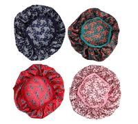 Beaupretty 4pcs Elastic Sleeping Hat for Women Hair Bonnet for Sleeping Hair Wrap Chemo Headwear Indoor Turban Soft Satin Material