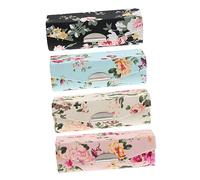 Beaupretty 4pcs Embroidered Flower Lipstick Case Mirror Portable Lip Balm Box Travel Lipstick Storage Holder for Purse Key Chain Container