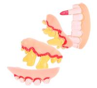 Beaupretty 4pcs Fake Teeth Costume for Halloween Lifelike Props for Parties Spooky Decorations and Role Playing Create Funny Atmosphere with Safe Easy to Clean Teeth
