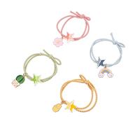 Beaupretty 4pcs Fashion Hair Ties for Women Unique Delicate Ponytail Holders Soft Elastic Head Ropes Yellow Milk Tea Green Hot Air Balloon Blue Rainbow Colors