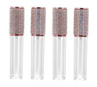 Beaupretty 4pcs Fillable Lip Gloss Tubes Rhinestone Patches Small Lip Oil Bottles Empty Cosmetic Containers for Travel and Personal Use