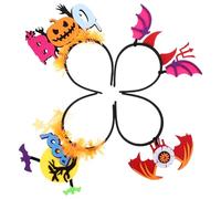 Beaupretty 4pcs Fluorescent Pumpkin Bat Headbands Halloween Costume Accessories for Parties Easy to Match with Various Outfits Family Pack for Festive Celebrations