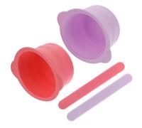 Beaupretty 4pcs Foldable Silicone Wax Warmer Liner Non-stick Reusable Wax Pot Bowls with Spatula Sticks for Hair Removal Home Use Portable Pink Purple