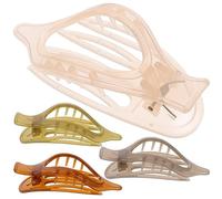 Beaupretty 4Pcs French Design Curved Hair Clips Elegant Decorative Claw Clips for Women Aesthetic Styling Accessories Jelly Colors Pink Grey Green for Hair