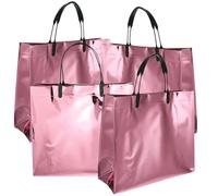 Beaupretty 4Pcs Glossy PVC Handheld Bags Portable Reusable Grocery Tote Bags Outdoor Storage for Presents Parties and Daily Shopping