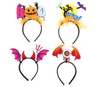 Beaupretty 4pcs Halloween Hair Accessories Fluorescent Devil Bat Headbands for Women Glow the Dark Party Hoops Comfortable Nonwoven for Cosplay Costume Gatherings