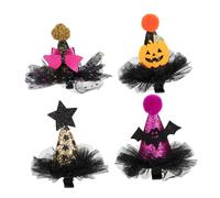 Beaupretty 4pcs Halloween Side Hair Clips Cute Witch Hat Pumpkin Star and Bat Design Hairpins Headdress for Costume Parties and Stage Performances