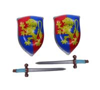 Beaupretty 4pcs Inflatable Knight Set for Childsafe PVC Blow Up Swords and Shields in Rounded Edges for Safe Role Play and Cosplay Party Favors and Interactive Family Fun