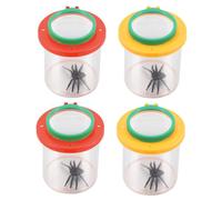Beaupretty 4pcs Insect Observation Box with Magnifier Lid Portable Plastic Acrylic Bug Viewer for Nature Exploration and Science Learning Red Yellow Outdoor Educational Tool