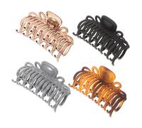 Beaupretty 4pcs Large Leopard Print Hair Claws Plastic Anti-slip Hair Clips for Women Mixed Colors Blue Gray Amber Tea Matte Black for Daily Styling