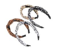 Beaupretty 4pcs Leopard Print Wide Knot Hairbands Women Hair Decor Retro Style Soft Elastic Headbands for Daily Wear Party and Sports