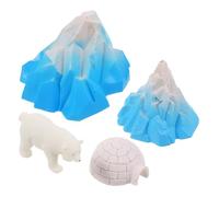 Beaupretty 4pcs Lifelike Mini Igloo with Polar Animal Figures House Dollhouse Miniatures for Realistic Arctic Snowy Landscape Model Decoration