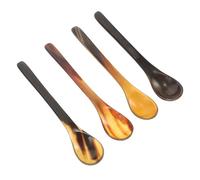 Beaupretty 4pcs Long Handle Ox Horn Honey Spoons Polished Vintage Dessert Cake Spoons for Coffee Tea Appetizers Stirring and Serving Honey from Deep Jars Smooth Comfortable Use for Parties