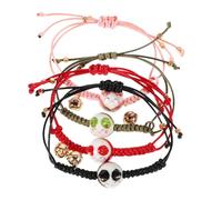 Beaupretty 4pcs Maneki Neko Cat Charm Bracelet Braided String Jewelry for Students Office Wear Minimalist Lucky Ceramic Cat Accessories Red Green