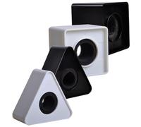 Beaupretty 4pcs Microphone Flag Station Covers with Sponge and Abs Material Microphone Logo Cases for Tv Stations Interviews Conferences Versatile Black and White Square Triangle Mic Shields