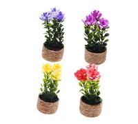 Beaupretty 4pcs Mini Artificial Aquatic Plants Set with Vase Realistic Simulation Potted Succulent Decorations for Home Office Desk Portable Faux Floral Arrangement with Vivid Colors