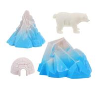 Beaupretty 4pcs Mini Ice Igloo Model with Realistic Polar Animal Figurines Detailed Arctic Snow House for Decorative Winter Scene Playset and Cake Toppers