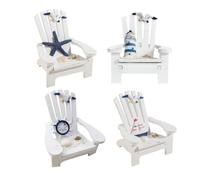 Beaupretty 4Pcs Mini Wooden Nautical Beach Chair Ornaments Mediterranean Style Home Decor Coastal Accent for Living Dining Bedroom Office