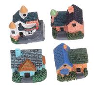 Beaupretty 4pcs Miniature European Cottage House Figurines Resin Model for Fairy Garden Bonsai Succulent Plant Pots Home Decor Sturdy No Maintenance Micro Landscape Ornaments