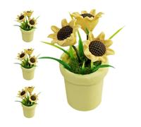 Beaupretty 4pcs Miniature Sunflower Potted Plants Lifelike Dollhouse Decor Artificial Flowers for Home and Garden Miniatures Low Maintenance Bonsai Accents