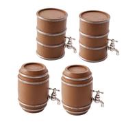 Beaupretty 4pcs Miniature Wooden Wine Barrel Realistic Whisky and Beer Drink Accessories Dollhouse Decor for Educational Display Photography Prop Pub Oktoberfest