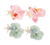 Beaupretty 4PCS Orchid Hair Clips Tropical Floral Hairpins for Beach Vacations Comfortable Firm Hold Hawaiian Accessories for Women Ocean Inspired Design Blue Pink