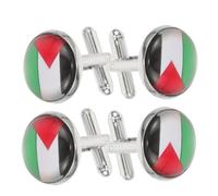 Beaupretty 4pcs Palestinian Flag Cufflinks for Men Shirt Sleeve Buttons French Cuff Formal Business Wedding Accessories Stylish Keepsake Gift