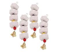 Beaupretty 4pcs Parrot Beak Grinding Calcium Stones with Bells for Small Pets Bird Cage Accessories for African Grey Budgies Cockatiels Natural Chewing for Teeth Health