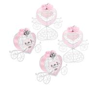 Beaupretty 4Pcs Pink Heart Shaped Metal Carriage Candy Boxes Creative Small Gift Packaging Cases for Wedding Party Favors Tinplate Candy Containers for Sweets Snacks and Gifts