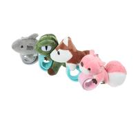 Beaupretty 4pcs Plush Animal Slap Bracelets Soft Fuzzy Wristbands Party Favors with Dinosaur Shark Husky Squirrel Designs Comfortable Accessories