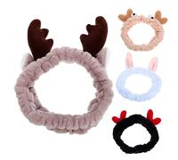 Beaupretty 4pcs Plush Elastic Face Wash Headbands for Women Cartoon Spa Hair Bands with Soft Stretch Comfortable Skin Care Headbands for Yoga Sports Shower and Makeup Use