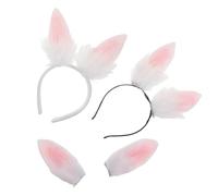 Beaupretty 4pcs Plush Fluffy Rabbit Ears Hair Clip Bunny Cosplay Accessories Lightweight Comfortable All-day Wear White Pink Bunny Ears Headband for Photo Props and Spring