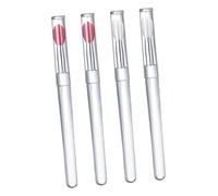 Beaupretty 4pcs Portable Silicone Lip Applicators Lids Handle Pink Heads Reusable Lipstick and Lip Mask Brushes for Travel Makeup Beauty Tools