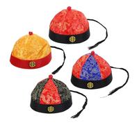 Beaupretty 4pcs Qing Dynasty Costume Hat Royal Emperor Hat Braid Chinese Traditional Stage Performance Props for Drama Party