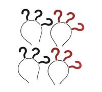 Beaupretty 4pcs Question Mark Headband Hair Accessory Black and Red Punctuation Mark Hair Loop Festival Headdress for Party Dress-up and Photo Props