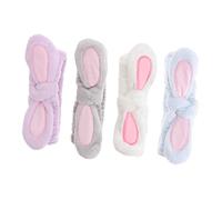 Beaupretty 4pcs Rabbit Ear Shower Headband Cute Elastic Washing Headbands for Women Soft Stretchy Hair Accessories for Spa Travel and Daily Use