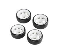 Beaupretty 4pcs Rc Drift Car Tires Spoke White Wheel Rims Rubber Hard Plastic Hex Coupling Smooth Black Racing Wheels for Rc Racing Cars